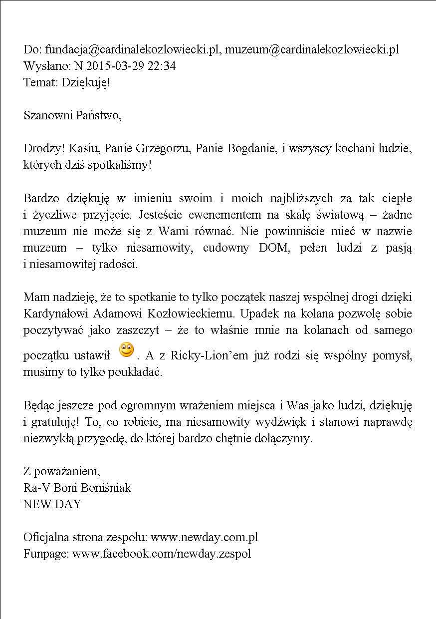 Podziękowanie - Rafał Boniśniak